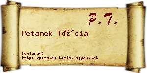 Petanek Tácia névjegykártya