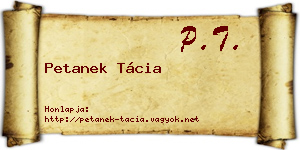 Petanek Tácia névjegykártya